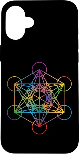 Vista 23 de iPhone 16 Geometría Sagrada Metatrón Cubo Chakra con Funda Geométrica