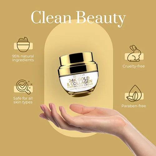 Vista 5 de Clear Beauty Hidratante facial diario de oro de 24 quilates y colágeno, probado por dermatólogos, reduce las líneas finas, antienvejecimiento