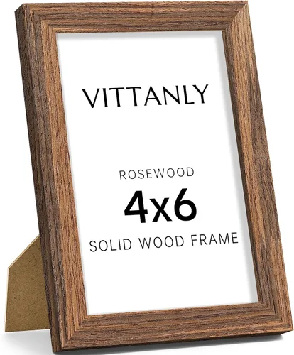 Vista 129 de Vittanly - Marco de fotos de 4 x 6 pulgadas de madera maciza con plexiglás, incluye paspartú de 3,5 x 5, para colgar en la pared o poner sobre una