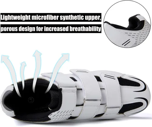 Vista 4 de ULTIANT Zapatos de ciclismo para hombre y mujer, compatibles con Peloton, zapatos de ciclismo de carretera preinstalados, aspecto Delta Cleats