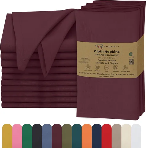 Vista 38 de Ruvanti - Servilletas de tela, paquete de 6, 45x45 centímetros, 100% algodón, lavables, suaves y absorbentes, perfectas para bodas, cenas de Belleza