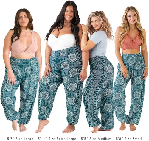 Vista 4 de Lotus and Luna Pantalones de harén para mujer, pantalones tailandeses para playa y descanso, cintura alta, pantalones bohemios, pantalones geniales