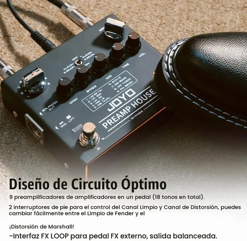 Vista 2 de JOYO Amp Simulator - Pedal de guitarra, modelos de 9 amperios con doble canal y 18 tonos, IR Cab Sim, salida XLR y bucle FX, bypass