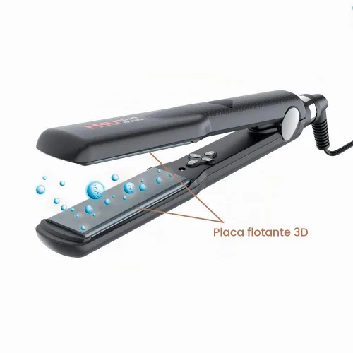Vista 5 de Plancha de cerámica para cabello rizado, plancha plana ancha de doble