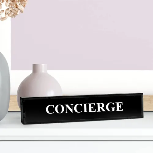 Vista 4 de Concierge 2 x 8 pulgadas acrílico negro - Accesorios de escritorio de oficina Decoración