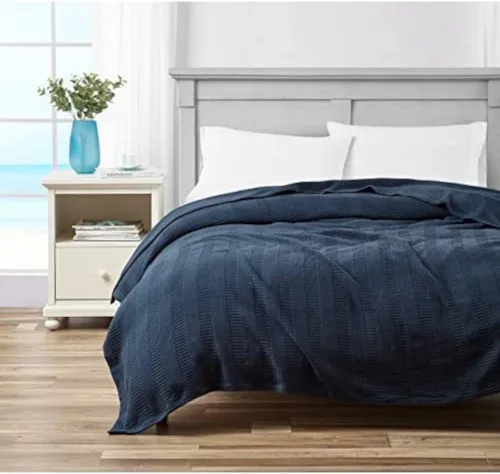 Vista 10 de Nautica - Manta tamaño Queen, ropa de cama tejida de algodón texturizado, ideal para cama o sofá, certificado Oeko-Tex (rayas grises)