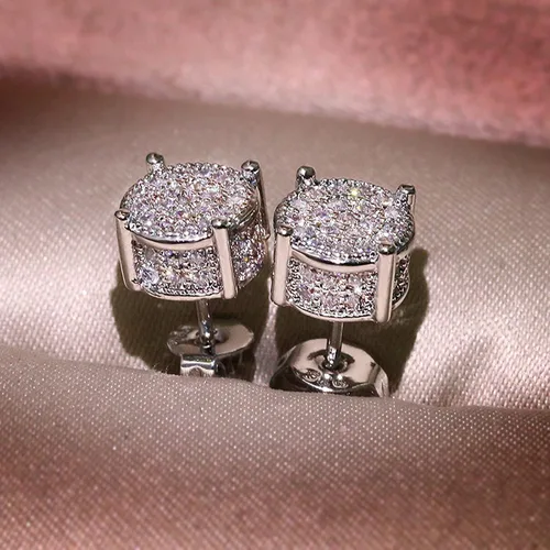 Vista 3 de Aretes de boda para mujer, aretes de diamantes sintéticos para mujer (plata, talla única)