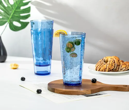 Vista 3 de KOXIN-KARLU Mixed Drinkware - Vasos de plástico de 26 onzas, vasos de agua acrílicos, juego de 6 unidades, color azul