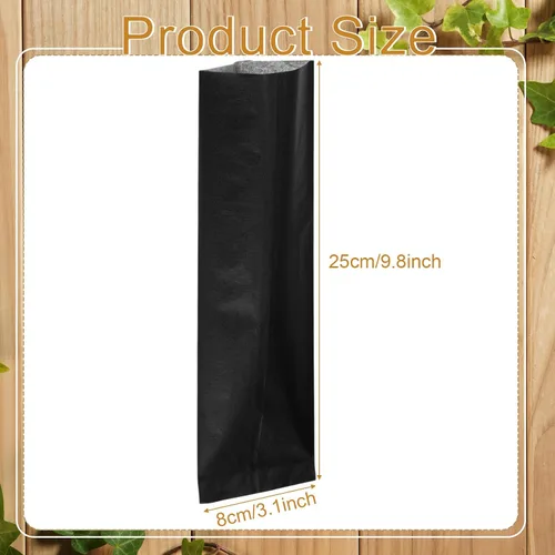 Vista 2 de Zhehao 200 bolsas de papel kraft, bolsas de churro, fundas de grasa para utensilios resistentes, cubiertos, galletas, panadería, dulces (negro)
