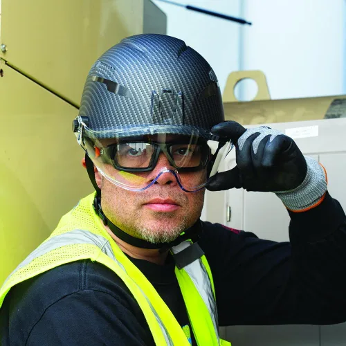 Vista 9 de Klein Tools Safety Helmet, Vented Class C Safety Hard Hat, Removable Chin Strap, Adjustable Vents