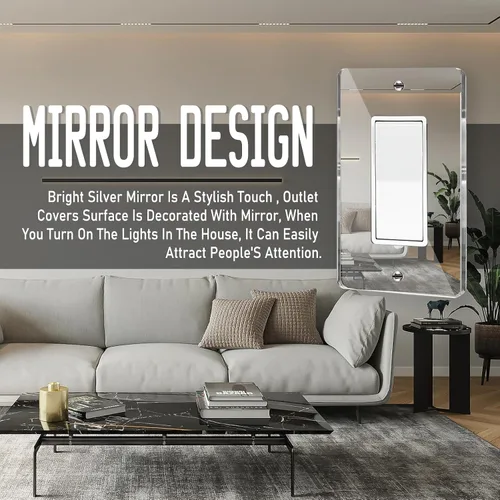 Vista 4 de 10 Placas de Interruptor de Luz con Espejo Basculante Individual 4.72" X 2.91" Cubierta de Interruptor de Luz Durable Placas de Pared Decorativas