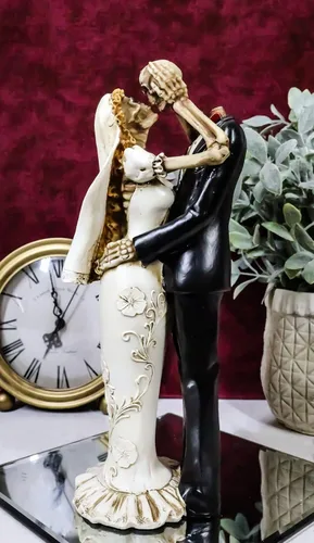 Vista 2 de Ebros Gift Figura de esqueleto eterno del Día de los Muertos para novia y novio, 11.25 pulgadas de alto, colección True Love Never Dies, escultura