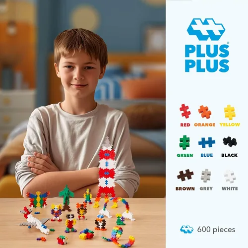 Vista 3 de PLUS PLUS - Set de Juego Abierto - 600 Piezas - Mezcla de Colores Básicos, Juego de Construcción STEM, Mini Rompecabezas Encastrables para Niños