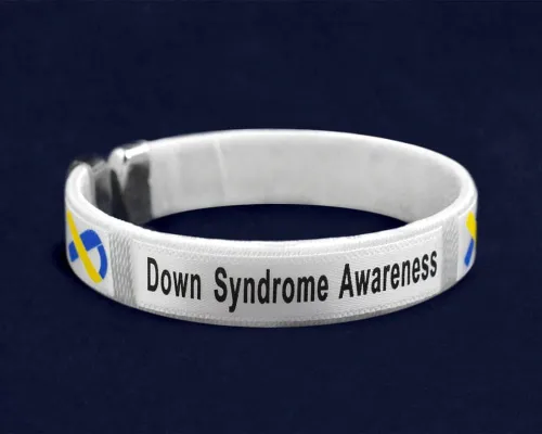 Vista 2 de Pulseras de concienciación sobre el síndrome de Down azul y amarillo, pulsera de cinta azul y amarilla para concientización sobre el síndrome