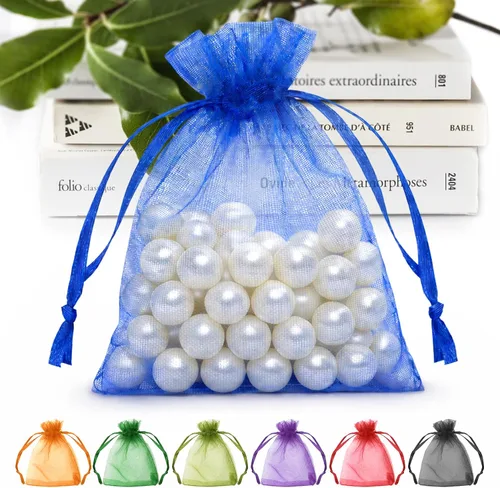 Vista 14 de ANZNKU Paquete de 50 bolsas de organza multicolor de 3 x 4 pulgadas, mini bolsas de regalo para regalos de Pascua, día de la madre, bolsa de joyería