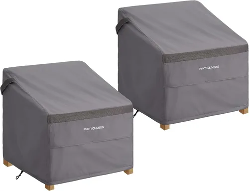 Vista 7 de Juego de 2 fundas para sillas de patio, fundas para sillas pequeñas para exteriores, 29 pulgadas de largo x 30 pulgadas de ancho x 36 pulgadas