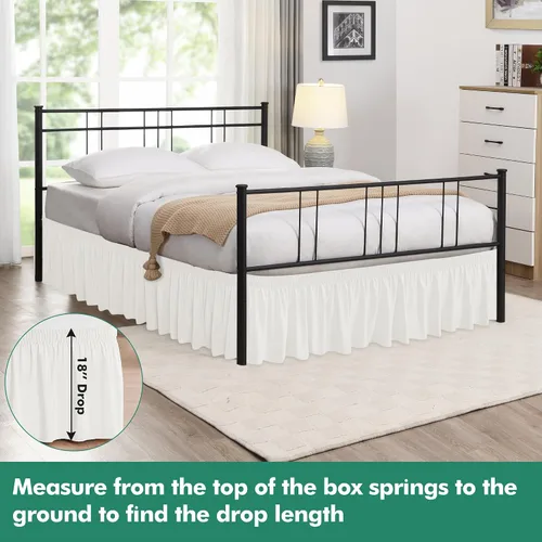 Vista 23 de Biscaynebay Faldas de cama envolventes con esquinas divididas para camas Twin/Twin XL de 15 pulgadas de caída, volantes de polvo elásticos Negro