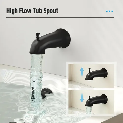 Vista 5 de EMBATHER Shower Faucet Set with Tub Spout, 2 in 1 Bathtub Faucet Set with 8 Modes Shower Head, Single-Handle Tub Faucet Set, Shower Valve and Trim