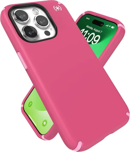 Vista 7 de Speck Funda para iPhone 15 Pro – Diseñada para MagSafe, protección contra caídas, resistente a los arañazos, suave al tacto, funda de teléfono