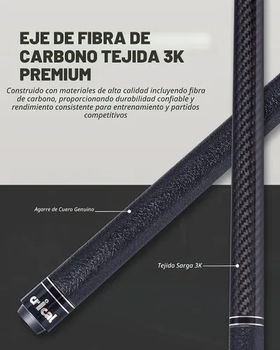 Vista 9 de CRICAL Carbon Fiber Pool Cue Stick, Professional Low Deflection Cue