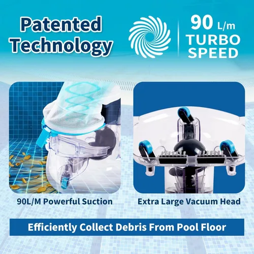 Vista 7 de Aspirador inalámbrico de hojas de piscina con bolsas de filtro dobles para piscinas sobre el suelo y enterradas, aspiradora de piscina resistente