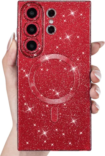 Vista 36 de Svanove Funda magnética con purpurina para Samsung Galaxy S22, compatible con Magsafe Cute, brillante, brillante, estética, dura y brillante