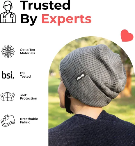 Vista 5 de Ribcap Lenny - Casco protector de grado médico, color gris, estilo gorro