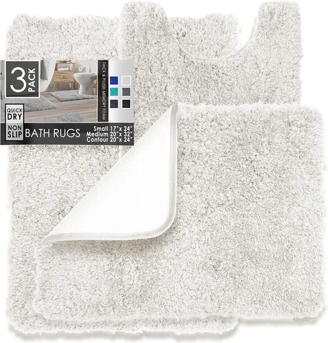 Vista 47 de Clara Clark Alfombras de baño, alfombras de baño ultra suaves y peludas - tapetes de baño para baño, lavable a máquina, base antideslizante de goma