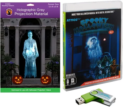 Vista 18 de Reaper Brothers® Kit de decoración digital de Halloween incluye 8 efectos de video AtmosFX® para Halloween Plus pantalla de proyección holográfica