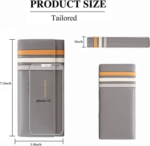 Vista 4 de Pomelo Best Cartera para mujer, cartera para mujer, cartera para mujer 2024, cartera de cuero con bloqueo RFID con múltiples ranuras para tarjetas