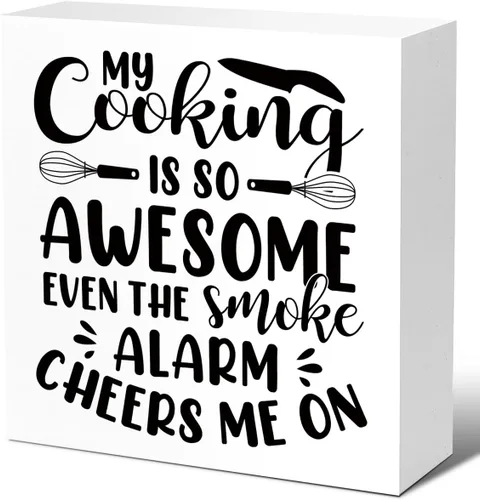 Vista 10 de LVQHI Letreros divertidos de madera para cocina, diseño de Kithcen de la abuela hecho con amor, caja de madera para estante de cocina, decoración
