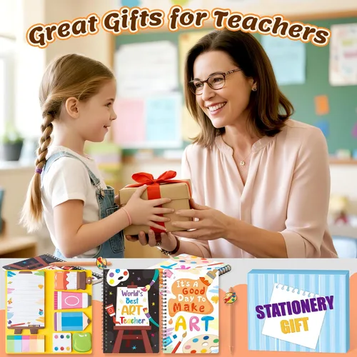 Vista 4 de B1ykin Juego de Regalo de Papelería - 3 Piezas Cuaderno Notas Adhesivas, Cuadernos Espirales A5 y 550 Hojas Notas Adhesivas Lindas con Kit