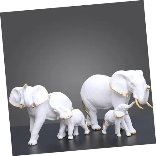 Vista 2 de jojofuny Decoración para el hogar 1 juego de adornos de madre e elefante, decoración de oficina para madre e hijo, adorno de arte animal, decoración