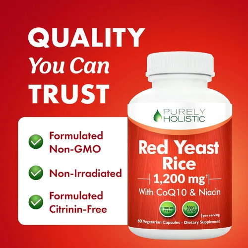 Vista 5 de Arroz de levadura roja con suplemento CoQ10 Niveles de colesterol saludables y apoyo para la salud cardíaca Arroz de levadura roja extra fuerte