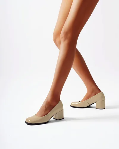 Vista 2 de Zapatos de tacón medio con puntera cuadrada para mujer, de charol y tacón medio, de 2.5 pulgadas
