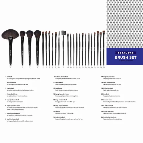 Vista 5 de Shany Juego de brochas con estuche de cuero, 24 unidades, Negro