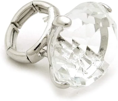 Vista 3 de Fashion 21 Anillo elástico de piedra colorida de cristal extra grande para mujer (transparente plateado)
