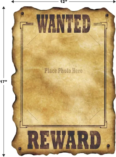 Vista 2 de Cartel de "Western Wanted Sign" (ranurado para sostener fotos de 8 x 10) accesorio de fiesta (1 unidad)