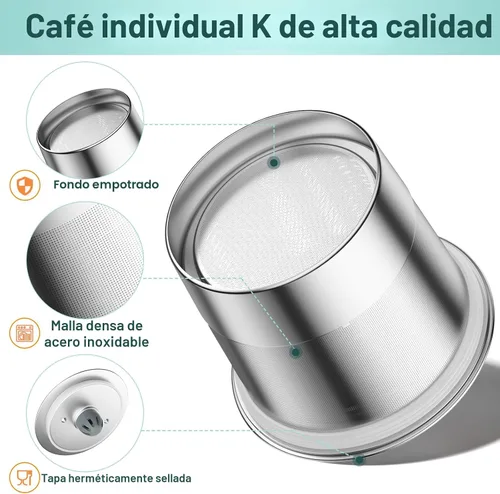 Vista 4 de RETHONE Cápsulas de café K Cup reutilizables, de acero inoxidable, K Cups reutilizables compatibles con cafeteras Keurig 1.0 y 2.0, K Cups