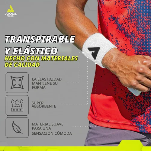 Vista 3 de JOOLA Trinity Muñequeras Paquete de 2 – Bandas Blancas para Muñeca con Material de Rendimiento que Absorbe la Humedad – Banda Elástica de 4 Pulgadas