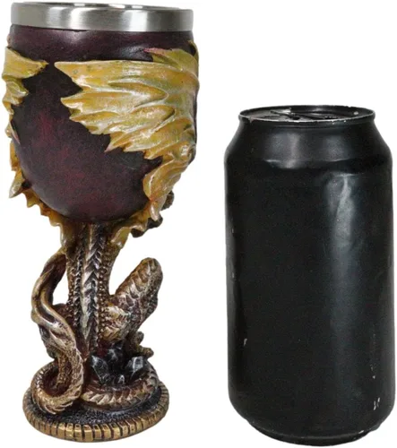 Vista 7 de Ebros Gift Maroon And Gold Legendario Dragón Wyvern Sosteniendo Huevo Beber Vino Copa Cáliz Bebida Copa Calabozos Y Dragones Acento Renacentista