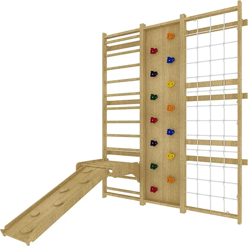 Vista 8 de Avenlur Juego de gimnasio de pared de escalera sueca 9 en 1 de nogal
