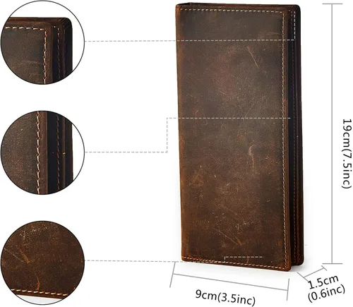 Vista 2 de BRASS TACKS Leathercraft Vintage Top Grain Leather Wallet for Men Gift Box