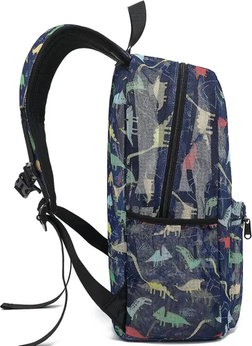 Vista 8 de CAMTOP Mochila de malla para niños y niñas, mochila transparente para preescolar, mochila casual para escuela, playa, viajes, deportes, Azul
