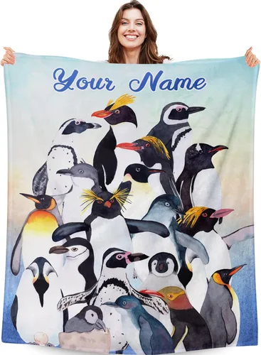 Vista 9 de Manta de pingüino para regalo, 40 x 30 pulgadas, bonita manta para niños, niñas y niños, manta negra suave y mullida para regazo y silla