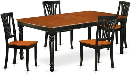 Vista 13 de East West Furniture DOAV9-BCH-LC - Juego de mesa de comedor de 9 piezas, incluye una mesa rectangular de madera con hoja de mariposa y 8 sillas