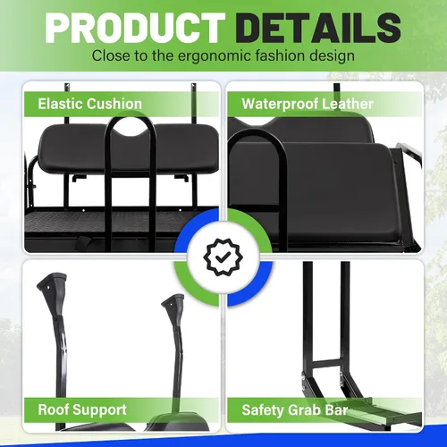 Vista 6 de Asiento trasero abatible, compatible con modelos de gas o eléctricos 2004 en adelante, Club Car Precedent/Tempo/Adelante, asiento trasero plegable