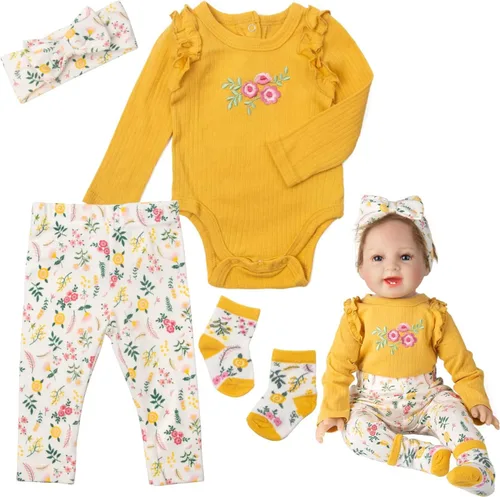Vista 8 de Ropa de muñeca Reborn para muñecas de bebé recién nacido de 22 a 24 pulgadas, juegos de 4 piezas