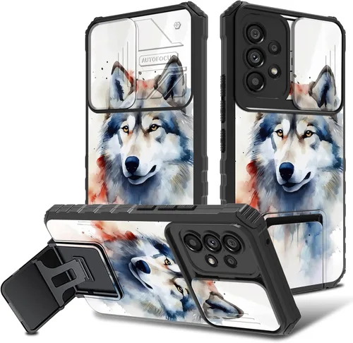 Vista 24 de Funda para Samsung Galaxy A53 5G con funda para cámara y soporte de soporte, resistente, a prueba de golpes, TPU funda protectora para Samsung Flor