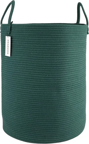 Vista 22 de XUANGUO Cesta de cuerda de algodón negro para ropa sucia, cesta de almacenamiento tejida para sala de estar, dormitorio, cesta de cuerda alta